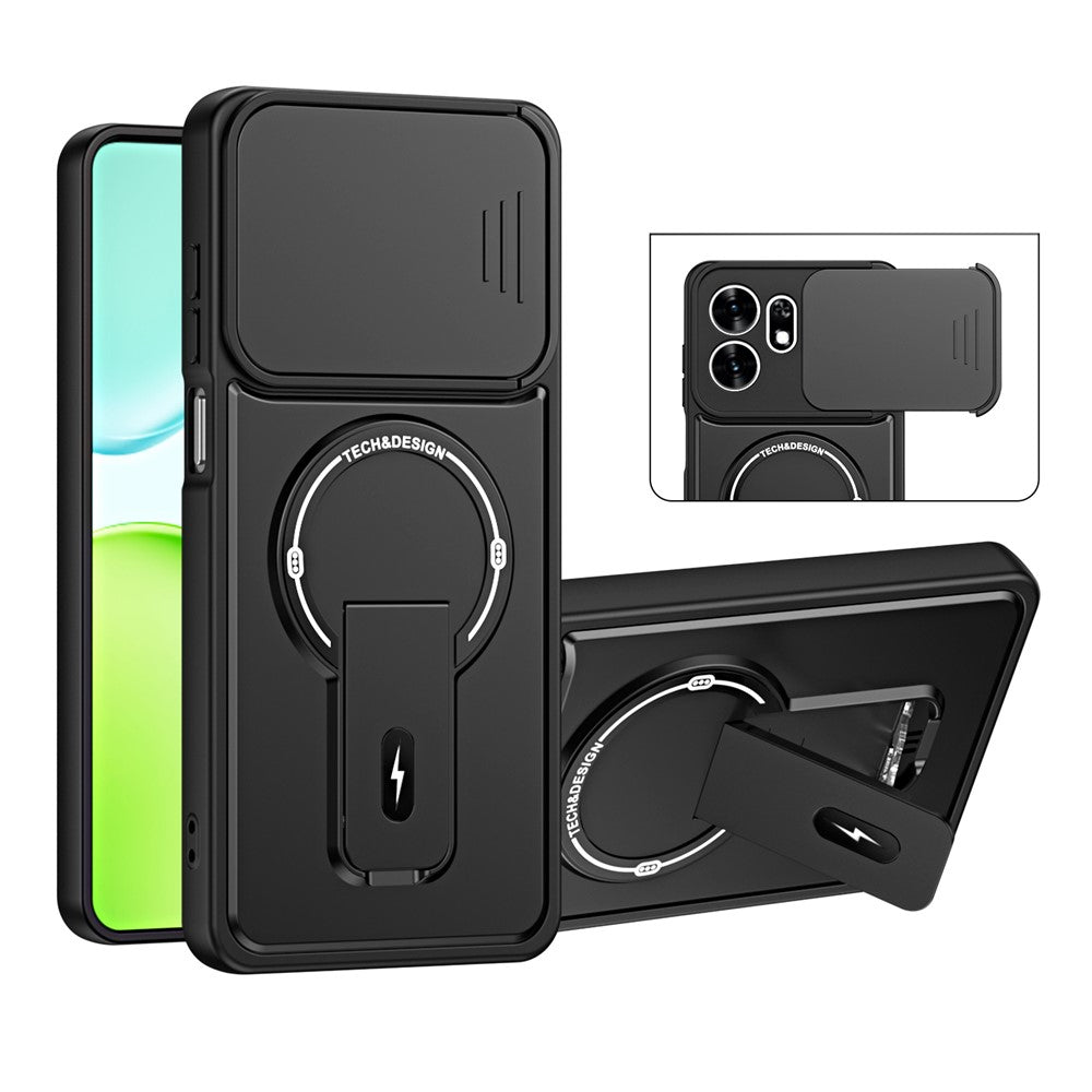 For Honor X6d 5G / Play 60A 5G Case with Slide Camera Cover Kickstand Shockproof PC + TPU Matte Finish Phone Shell