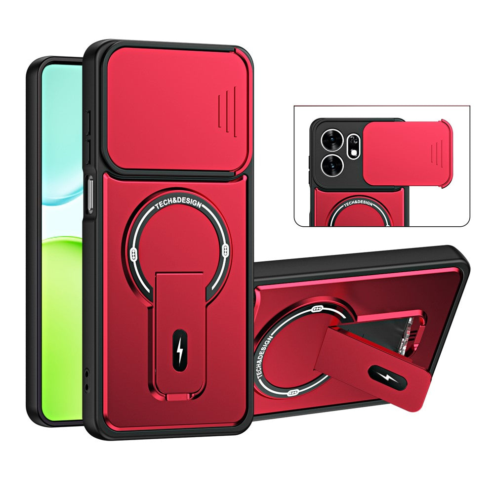 For Honor X6d 5G / Play 60A 5G Case with Slide Camera Cover Kickstand Shockproof PC + TPU Matte Finish Phone Shell
