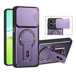 For Honor X6d 5G / Play 60A 5G Case with Slide Camera Cover Kickstand Shockproof PC + TPU Matte Finish Phone Shell