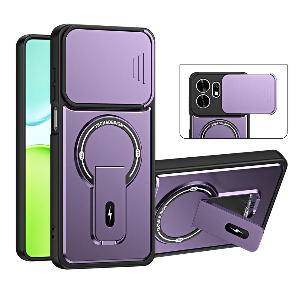 For Honor X6d 5G / Play 60A 5G Case with Slide Camera Cover Kickstand Shockproof PC + TPU Matte Finish Phone Shell