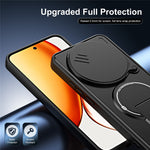 For Honor X70 5G  /  X9d 5G  /  Magic8 Lite 5G Case with Slide Camera Cover Kickstand Shockproof PC + TPU Matte Finish Phone Shell