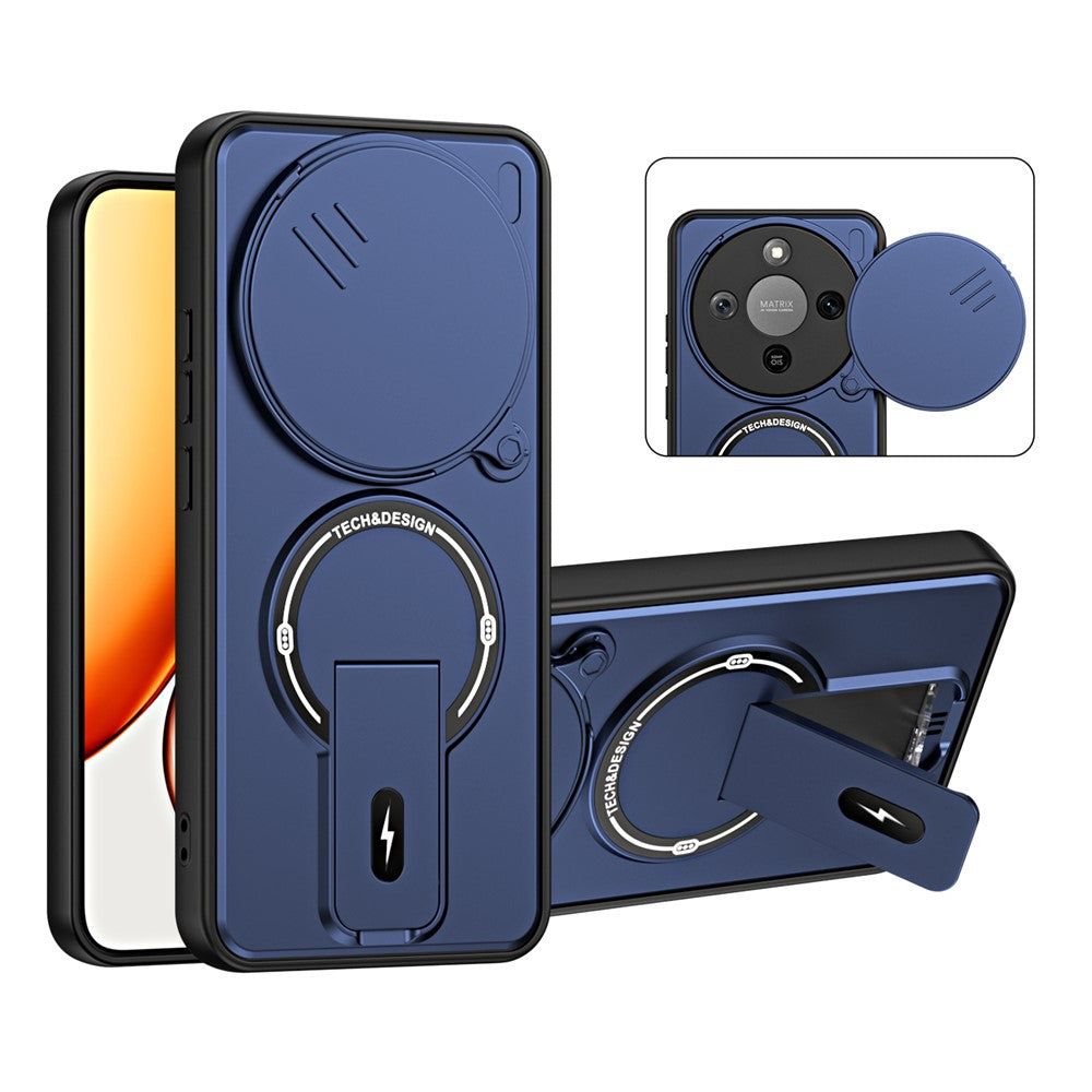 For Honor X70 5G  /  X9d 5G  /  Magic8 Lite 5G Case with Slide Camera Cover Kickstand Shockproof PC + TPU Matte Finish Phone Shell