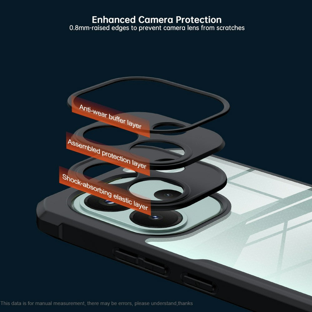 XUNDD-cover til Xiaomi Redmi Note 17 4G (Global) / Note 17 5G (Global) / Note 17 (Indien/Kina) 5G, stødsikkert TPU + akryl, gennemsigtig bagside