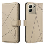 BINFEN COLOR för Xiaomi Redmi 17 5G / Xiaomi Redmi 17 4G BF35-skal med geometrisk prägel och läder, mobilskal med RFID-blockerande plånboksställ