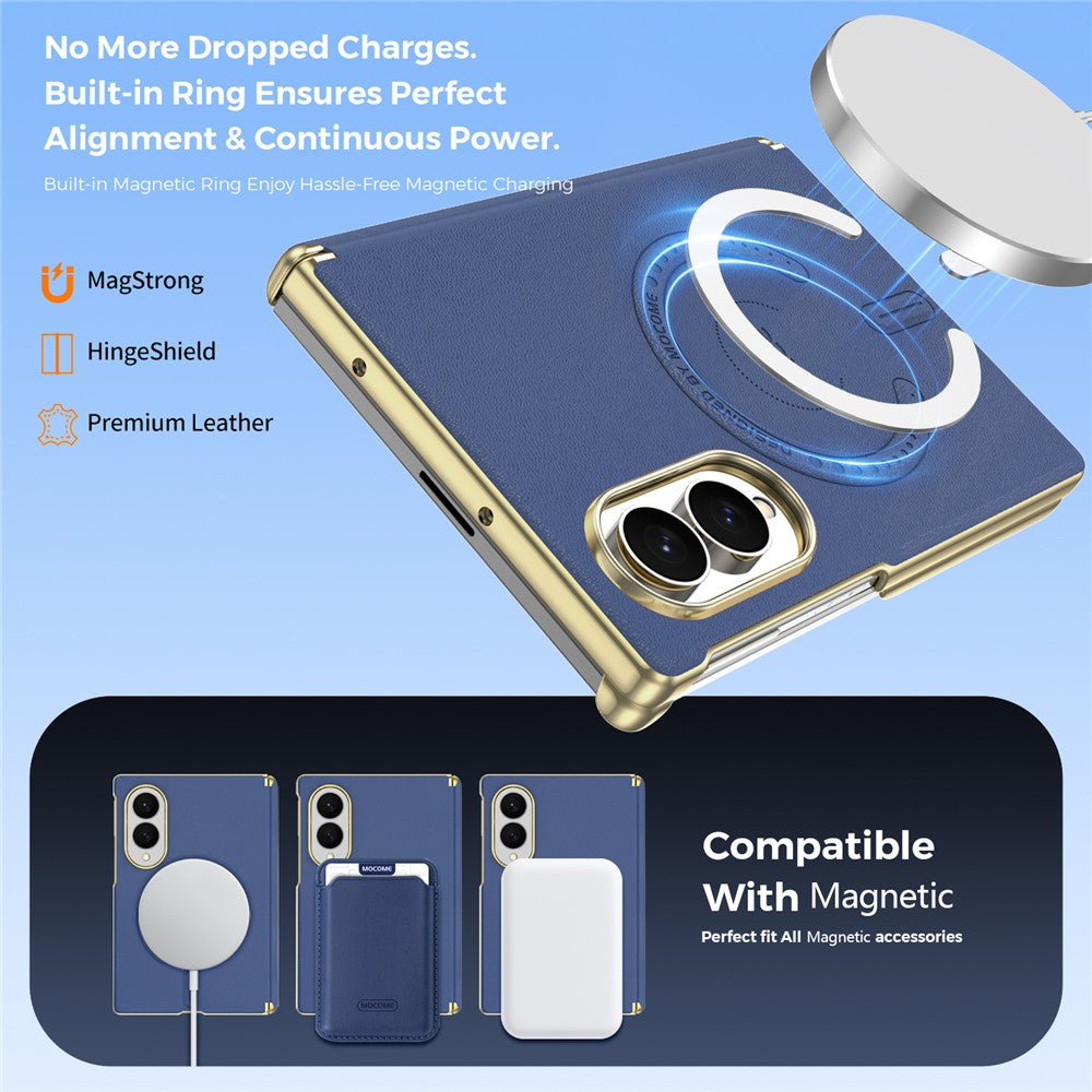 For Samsung Galaxy Z Fold8 Magnetic Case Leather + PC Electroplated Hinge Protection Phone Cover