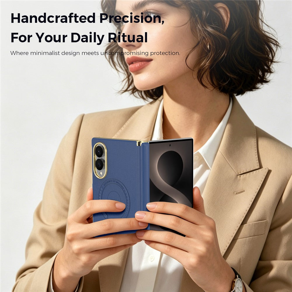 For Samsung Galaxy Z Fold8 Magnetic Case Leather + PC Electroplated Hinge Protection Phone Cover