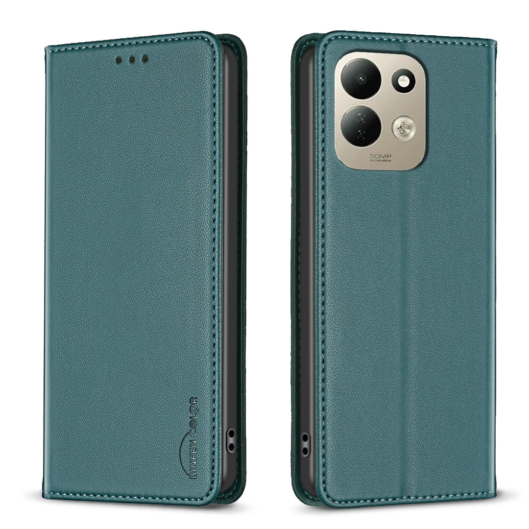 BINFEN COLOR för Xiaomi Redmi 17 5G / Xiaomi Redmi 17 4G Läderfodral BF18 mobilstativ med Kortplatser