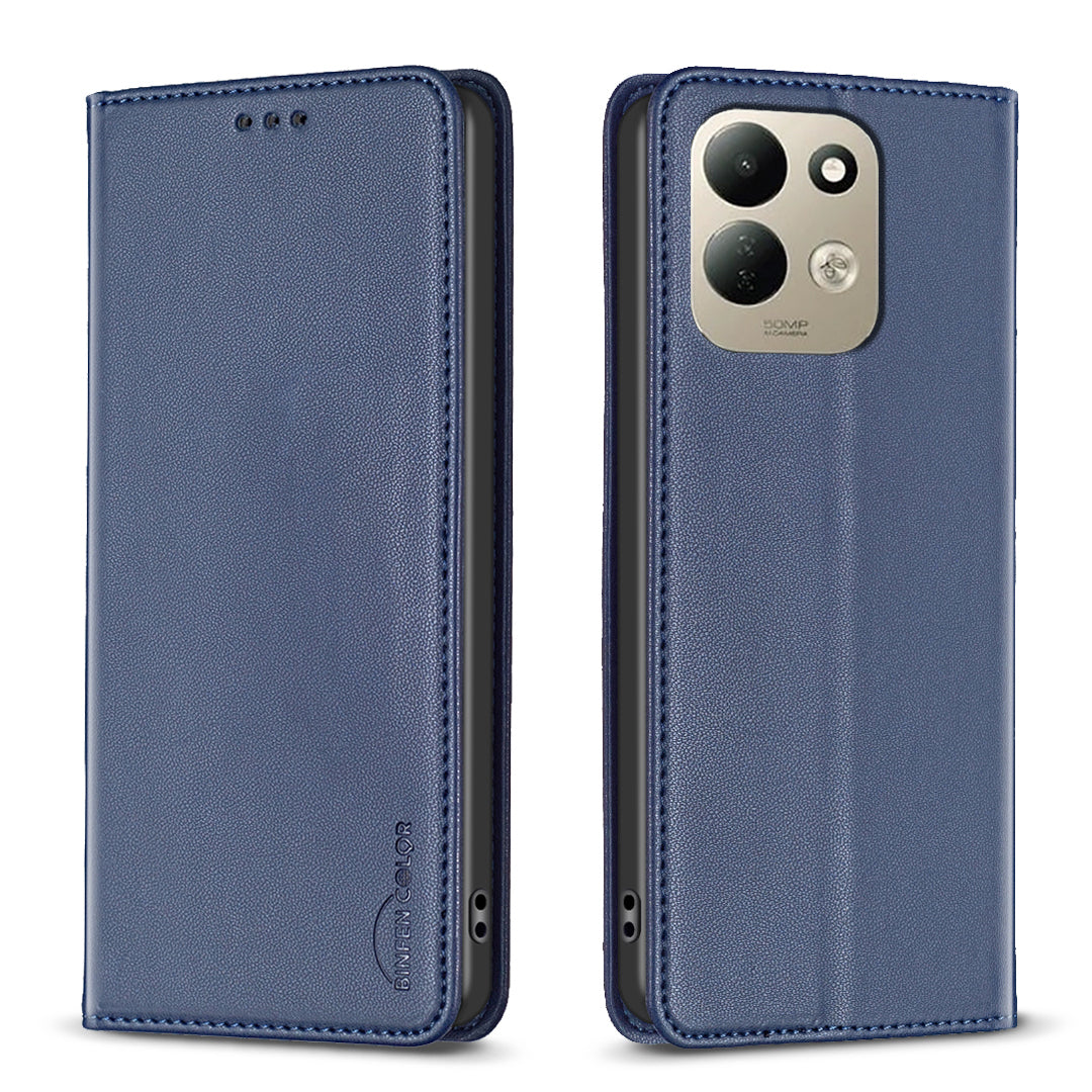 BINFEN COLOR för Xiaomi Redmi 17 5G / Xiaomi Redmi 17 4G Läderfodral BF18 mobilstativ med Kortplatser