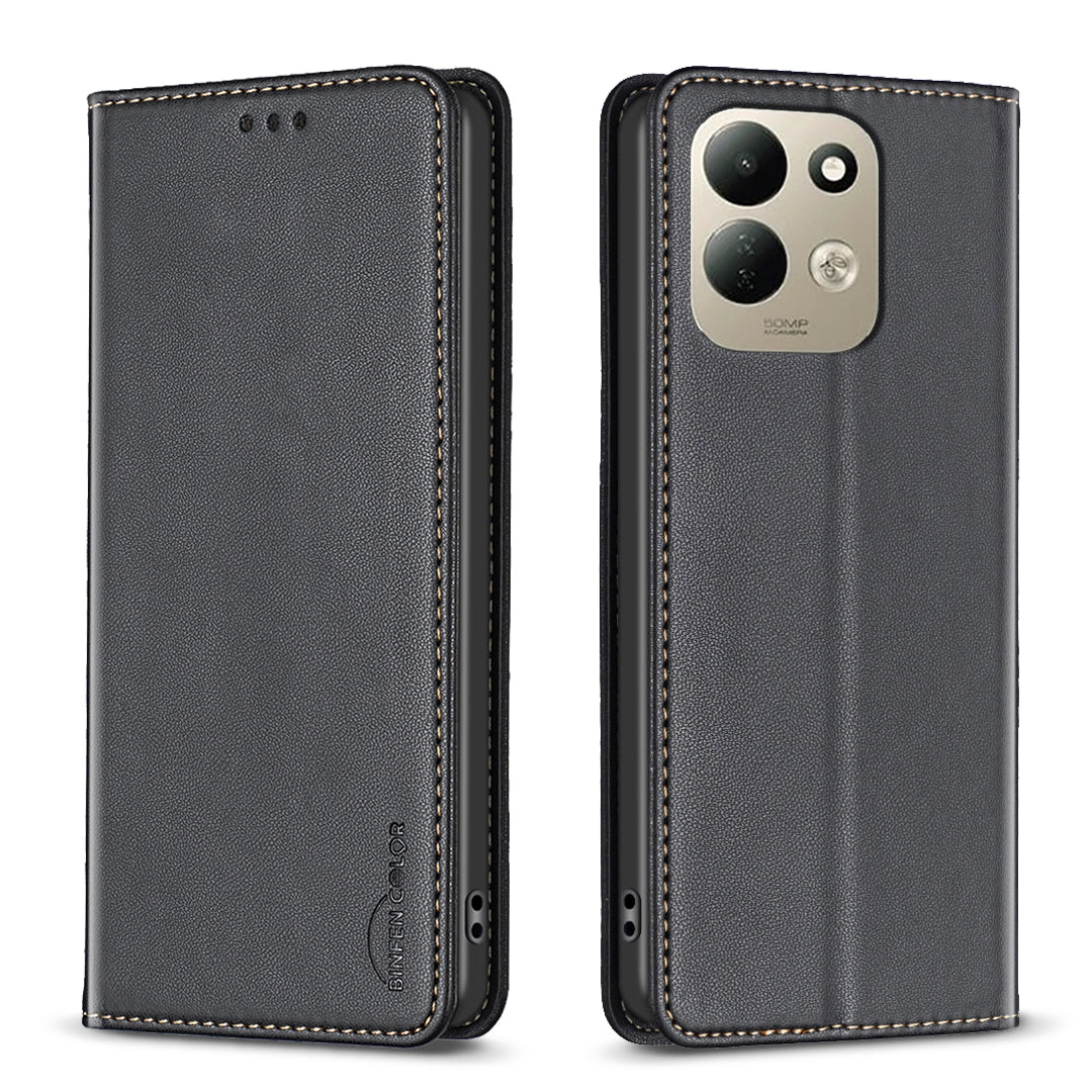 BINFEN COLOR för Xiaomi Redmi 17 5G / Xiaomi Redmi 17 4G Läderfodral BF18 mobilstativ med Kortplatser