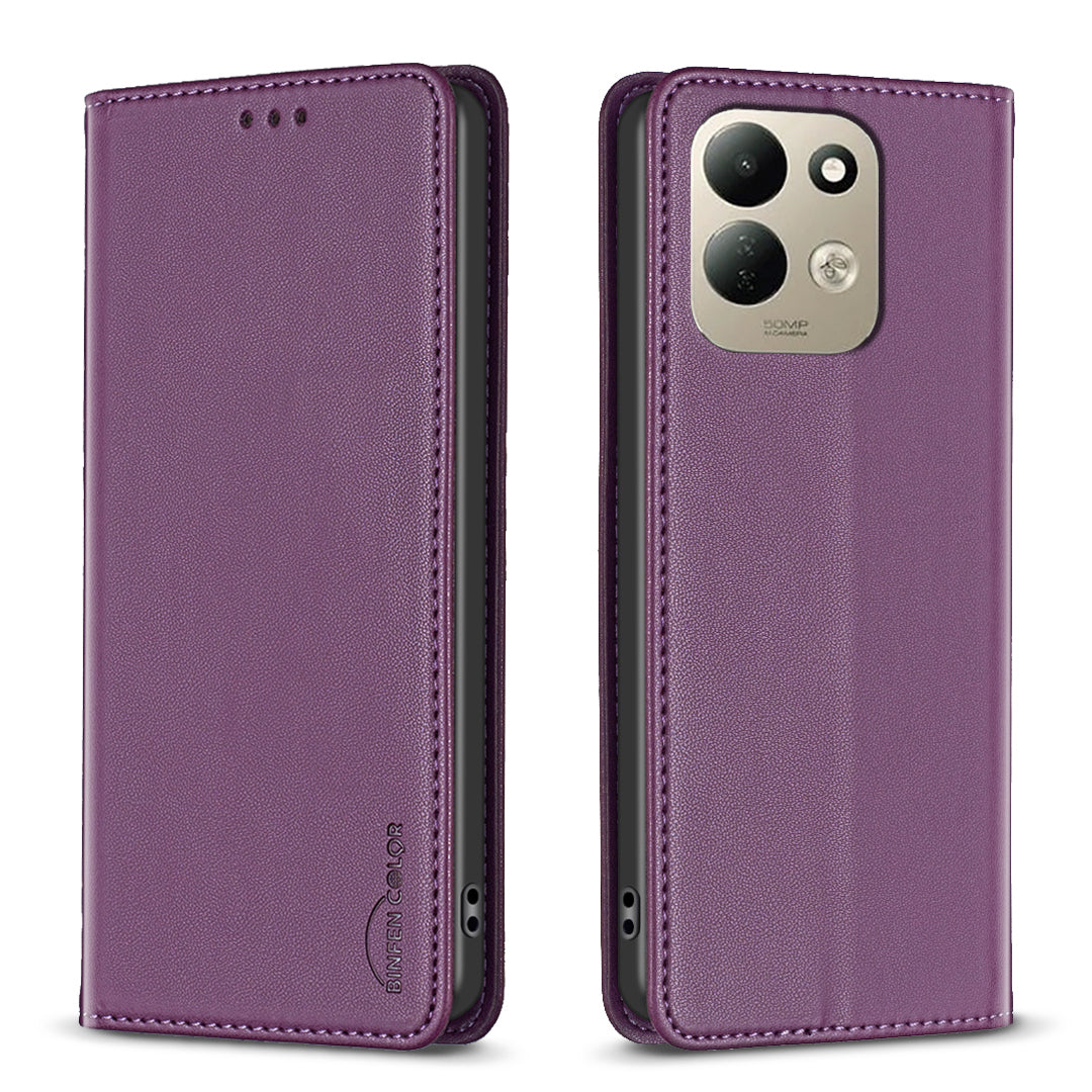 BINFEN COLOR för Xiaomi Redmi 17 5G / Xiaomi Redmi 17 4G Läderfodral BF18 mobilstativ med Kortplatser