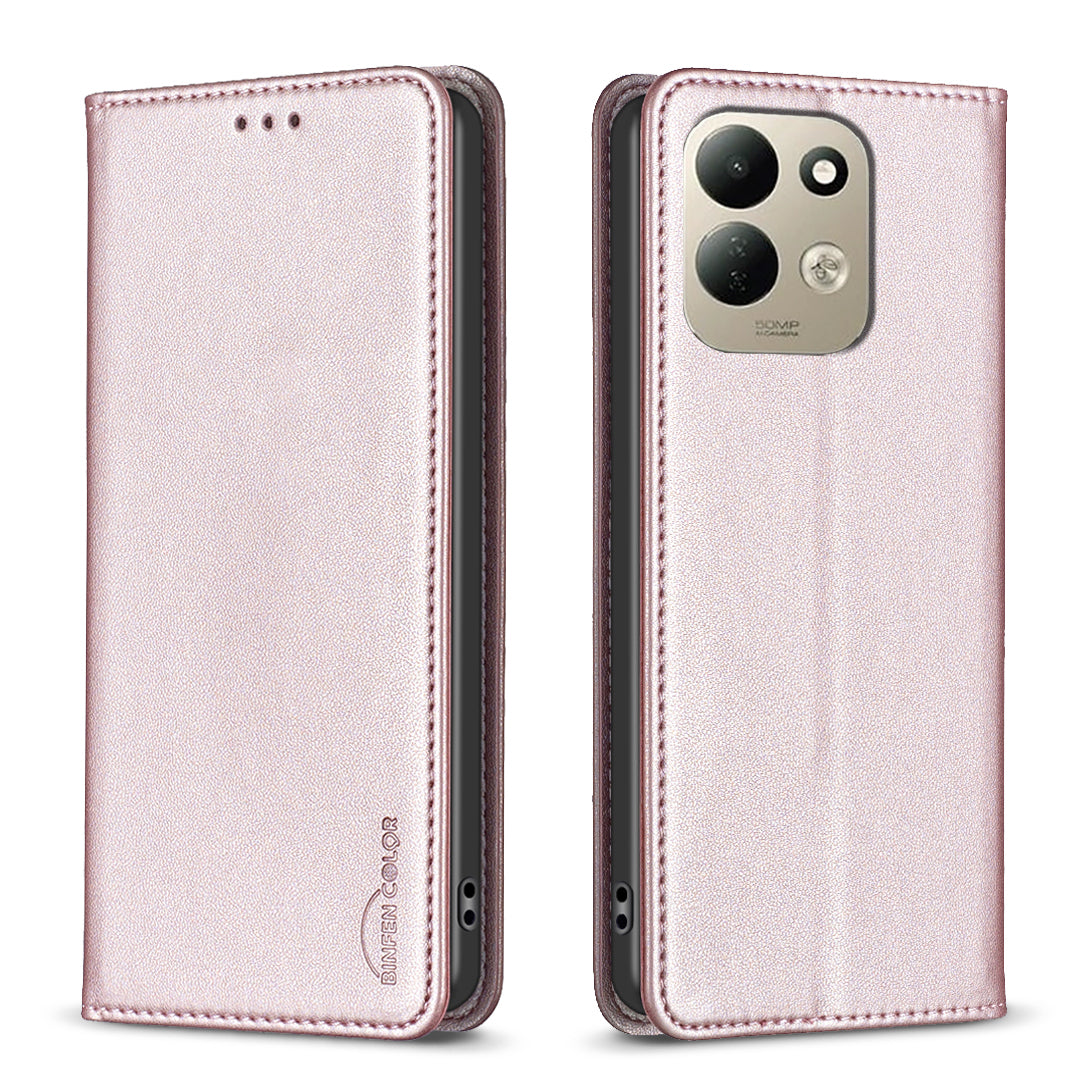 BINFEN COLOR för Xiaomi Redmi 17 5G / Xiaomi Redmi 17 4G Läderfodral BF18 mobilstativ med Kortplatser