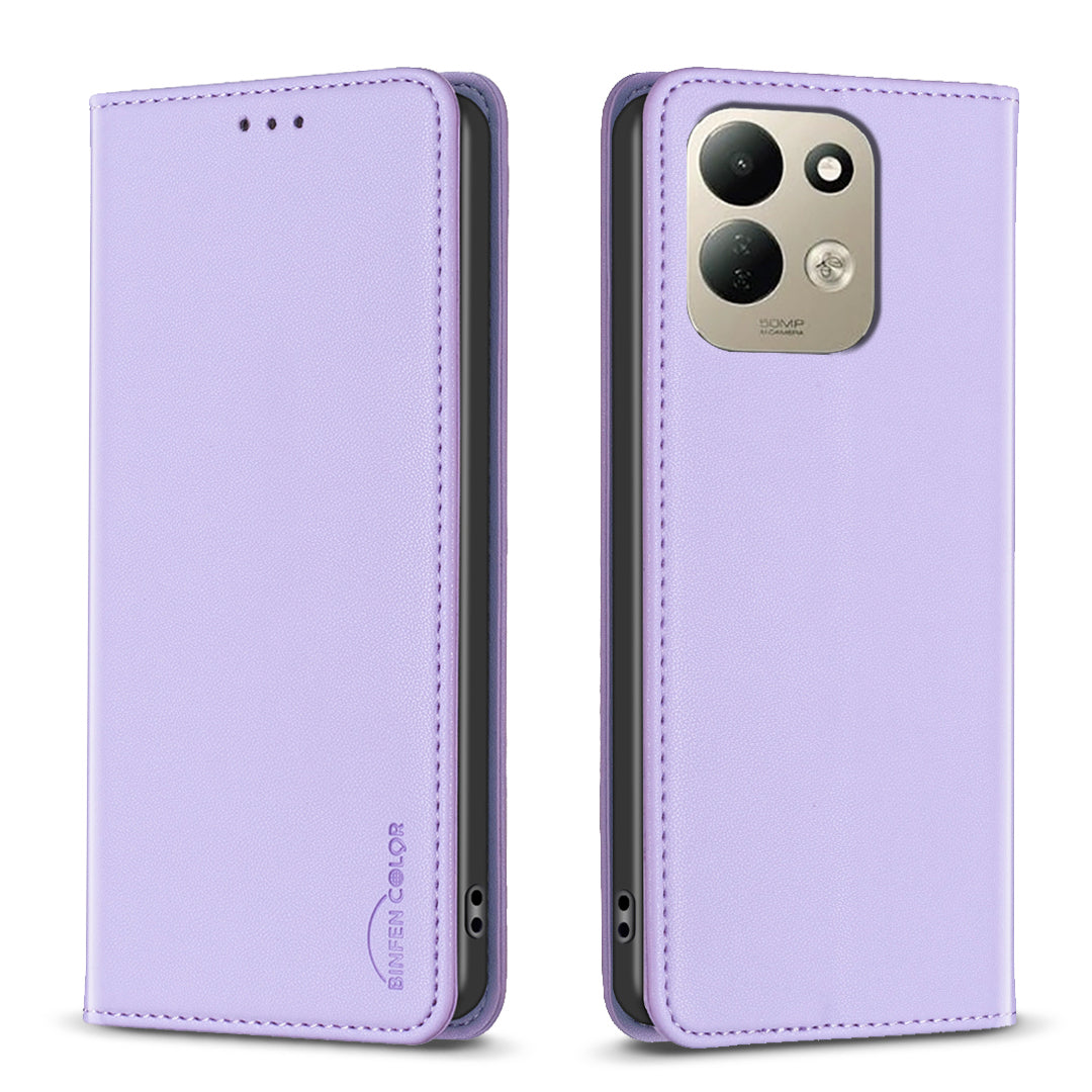 BINFEN COLOR för Xiaomi Redmi 17 5G / Xiaomi Redmi 17 4G Läderfodral BF18 mobilstativ med Kortplatser