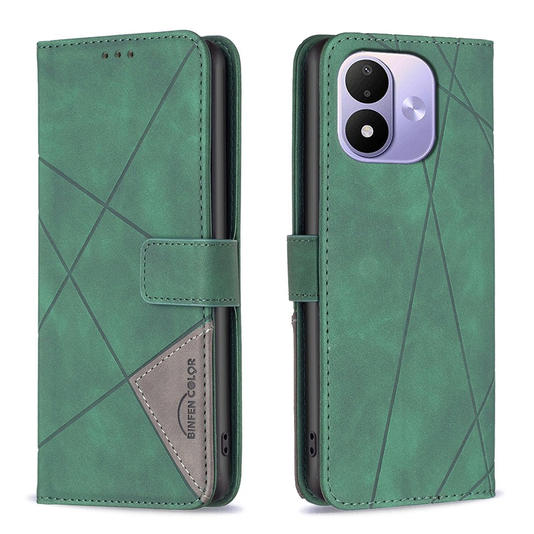 BINFEN COLOR for Xiaomi Redmi Note 17 4G (Global) / Note 17 5G (Global) / Note 17 (India / China) 5G Phone Case Wallet Stand Geometry Imprinted Leather Cover