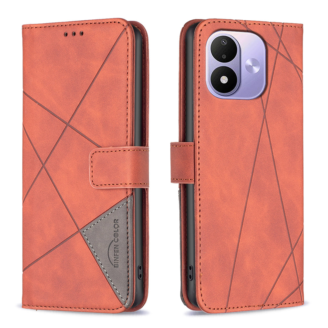 BINFEN COLOR for Xiaomi Redmi Note 17 4G (Global) / Note 17 5G (Global) / Note 17 (India / China) 5G Phone Case Wallet Stand Geometry Imprinted Leather Cover