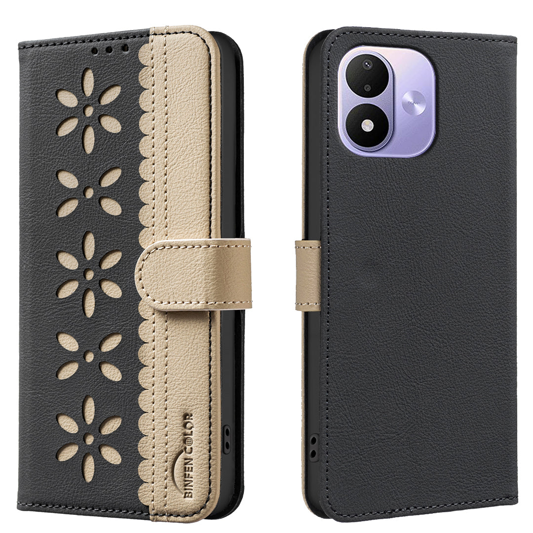 BINFEN COLOR for Xiaomi Redmi Note 17 4G (Global) / Note 17 5G (Global) / Note 17 (India / China) 5G BF36 Leather Case Floral Pattern Phone Cover RFID Blocking Wallet Stand