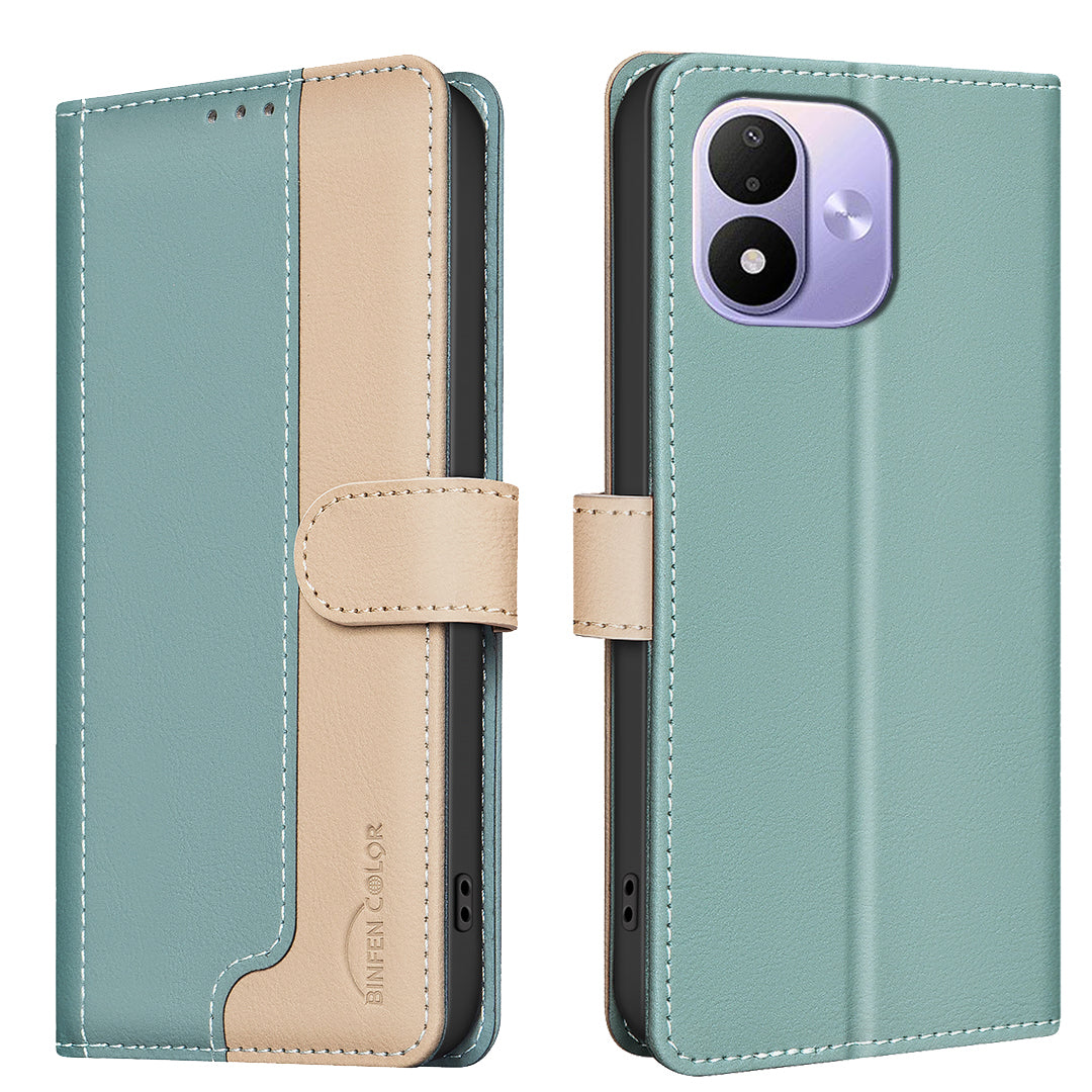 BINFEN COLOR for Xiaomi Redmi Note 17 4G (Global) / Note 17 5G (Global) / Note 17 (India / China) 5G Leather Case Splicing Color RFID Blocking Wallet Stand Phone Cover