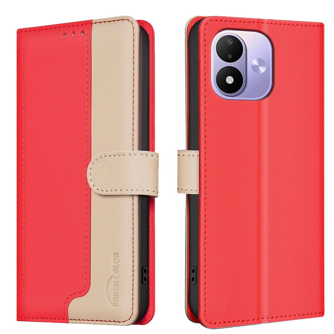 BINFEN COLOR for Xiaomi Redmi Note 17 4G (Global) / Note 17 5G (Global) / Note 17 (India / China) 5G Leather Case Splicing Color RFID Blocking Wallet Stand Phone Cover