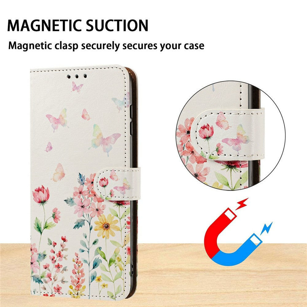 For Samsung Galaxy S25 / S24 Case Pattern Printed Wallet Flip Stand PU Leather Phone Cover with Wrist Strap