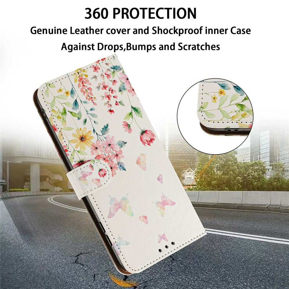 For Samsung Galaxy S25 / S24 Case Pattern Printed Wallet Flip Stand PU Leather Phone Cover with Wrist Strap