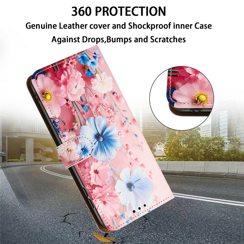 Til Samsung Galaxy S25+ / S24+ etui Mønsterprintet tegnebog flip stativ PU læder telefoncover med håndledsrem