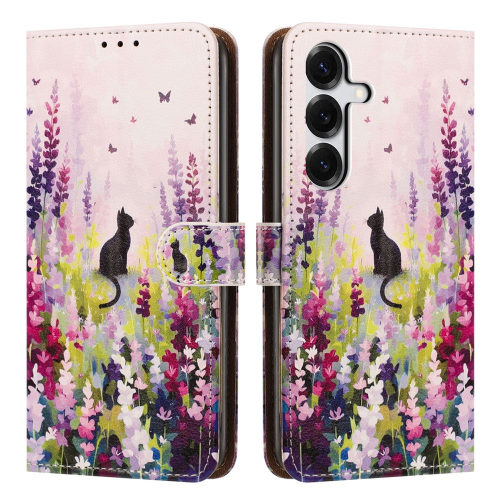 For Samsung Galaxy S26+ Case Pattern Printed Wallet Flip Stand PU Leather Phone Cover with Wrist Strap
