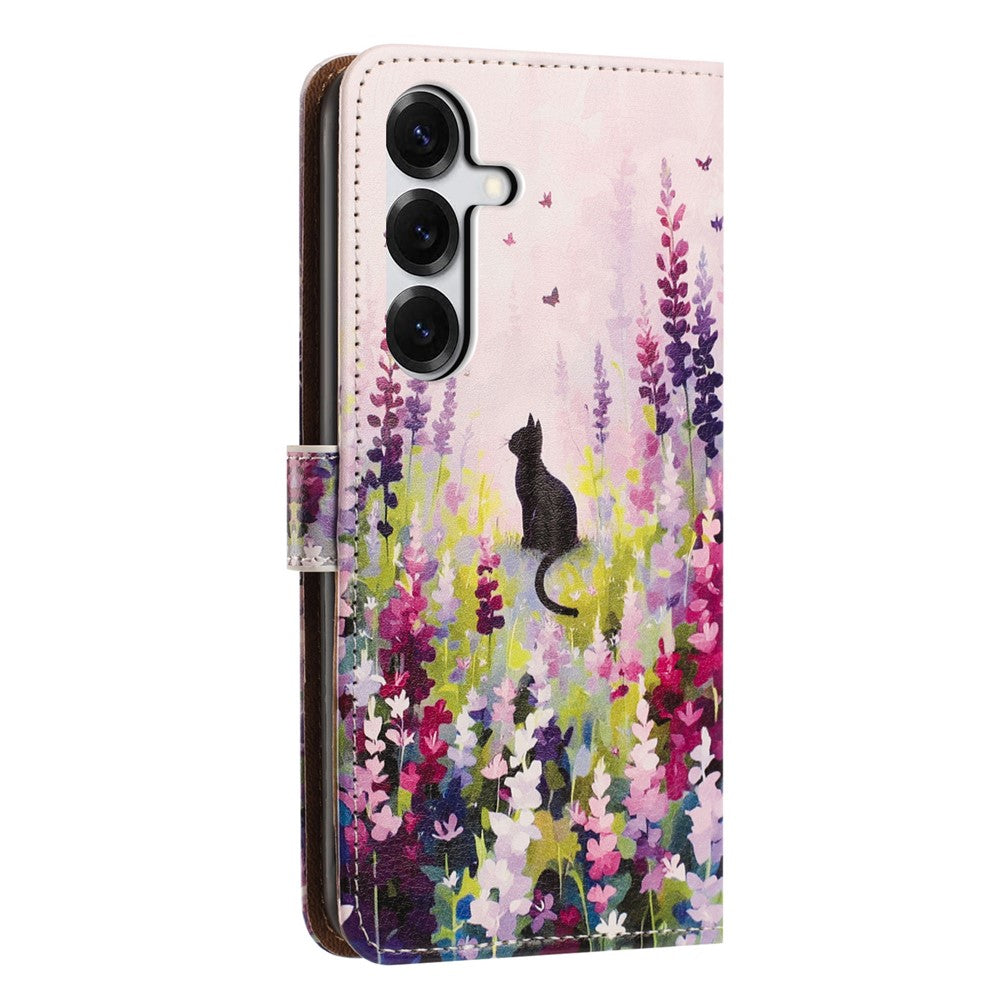 For Samsung Galaxy S26+ Case Pattern Printed Wallet Flip Stand PU Leather Phone Cover with Wrist Strap