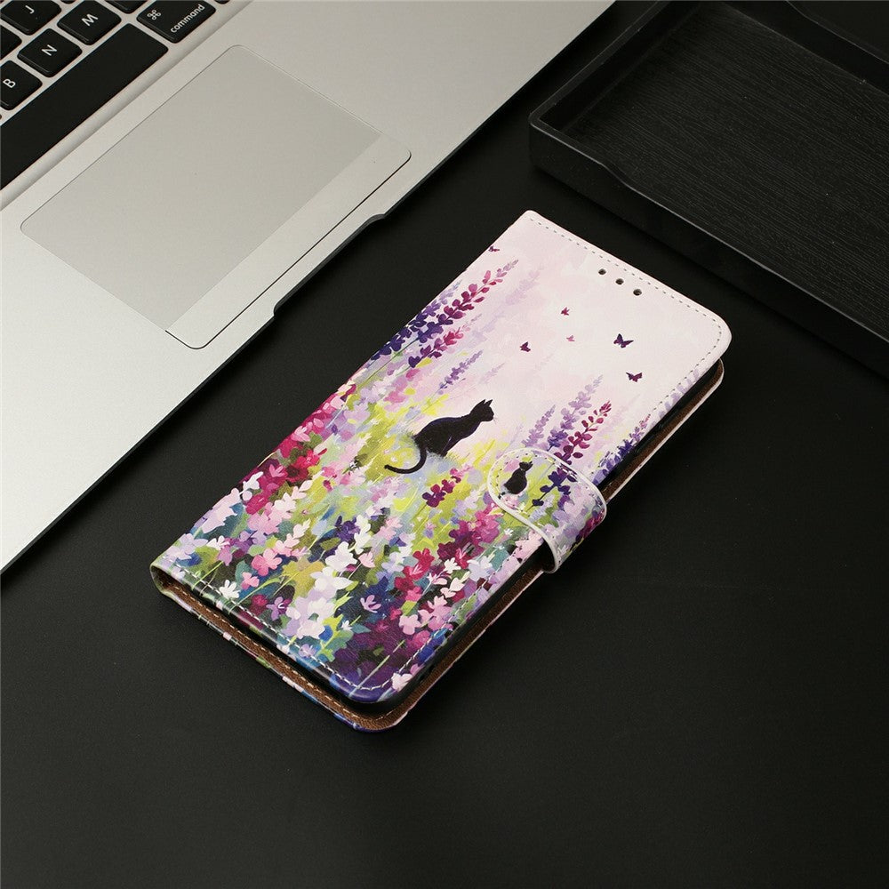 For Samsung Galaxy S26+ Case Pattern Printed Wallet Flip Stand PU Leather Phone Cover with Wrist Strap