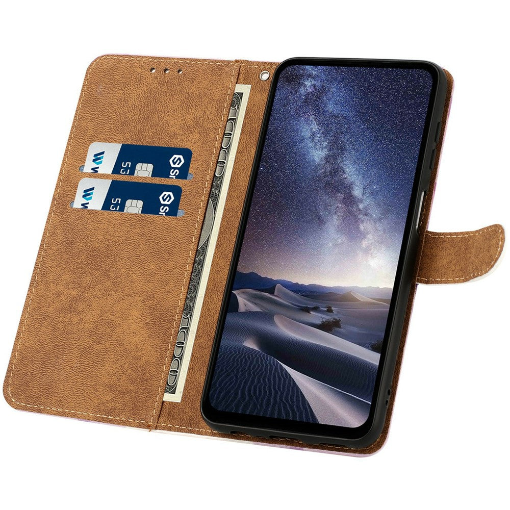 For Samsung Galaxy S26+ Case Pattern Printed Wallet Flip Stand PU Leather Phone Cover with Wrist Strap