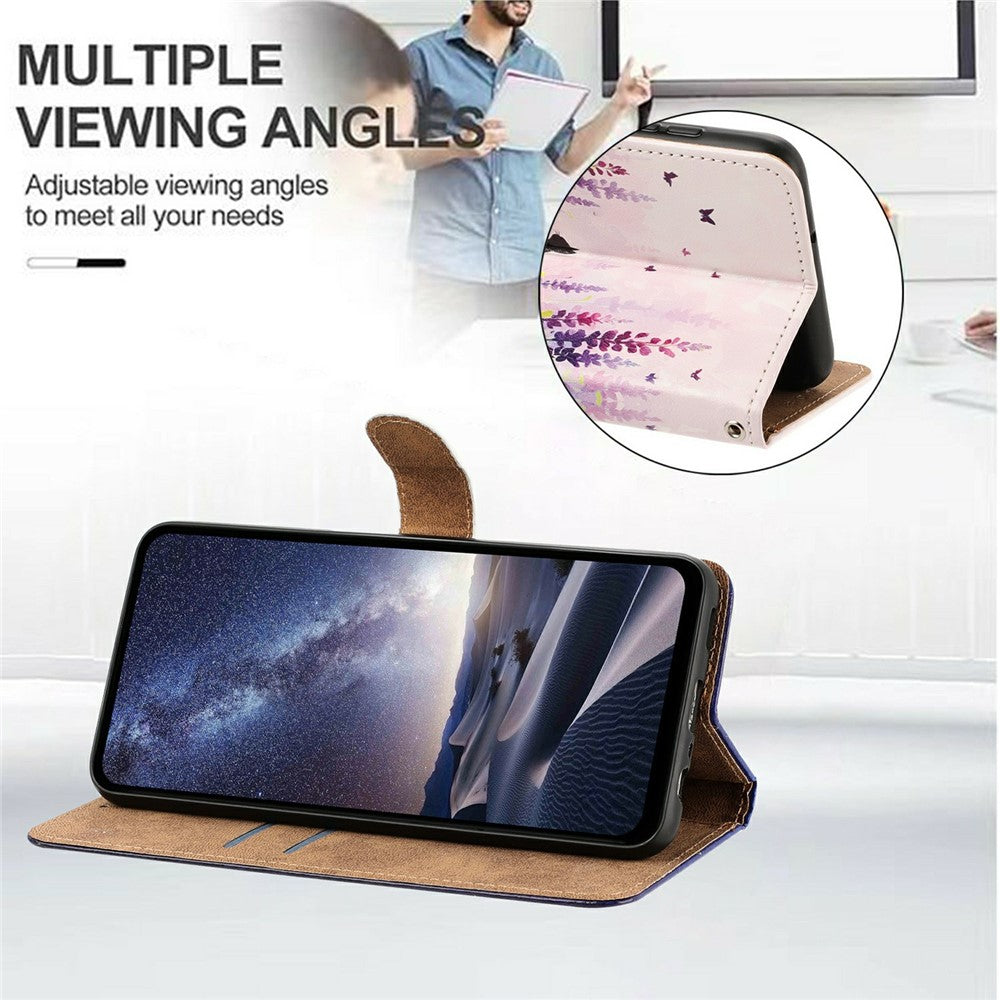 For Samsung Galaxy S26+ Case Pattern Printed Wallet Flip Stand PU Leather Phone Cover with Wrist Strap