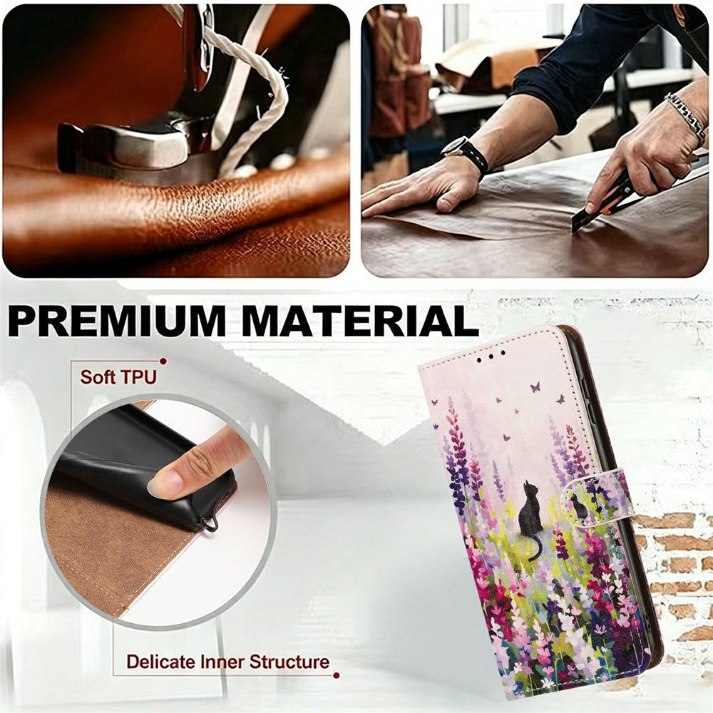 For Samsung Galaxy S26+ Case Pattern Printed Wallet Flip Stand PU Leather Phone Cover with Wrist Strap