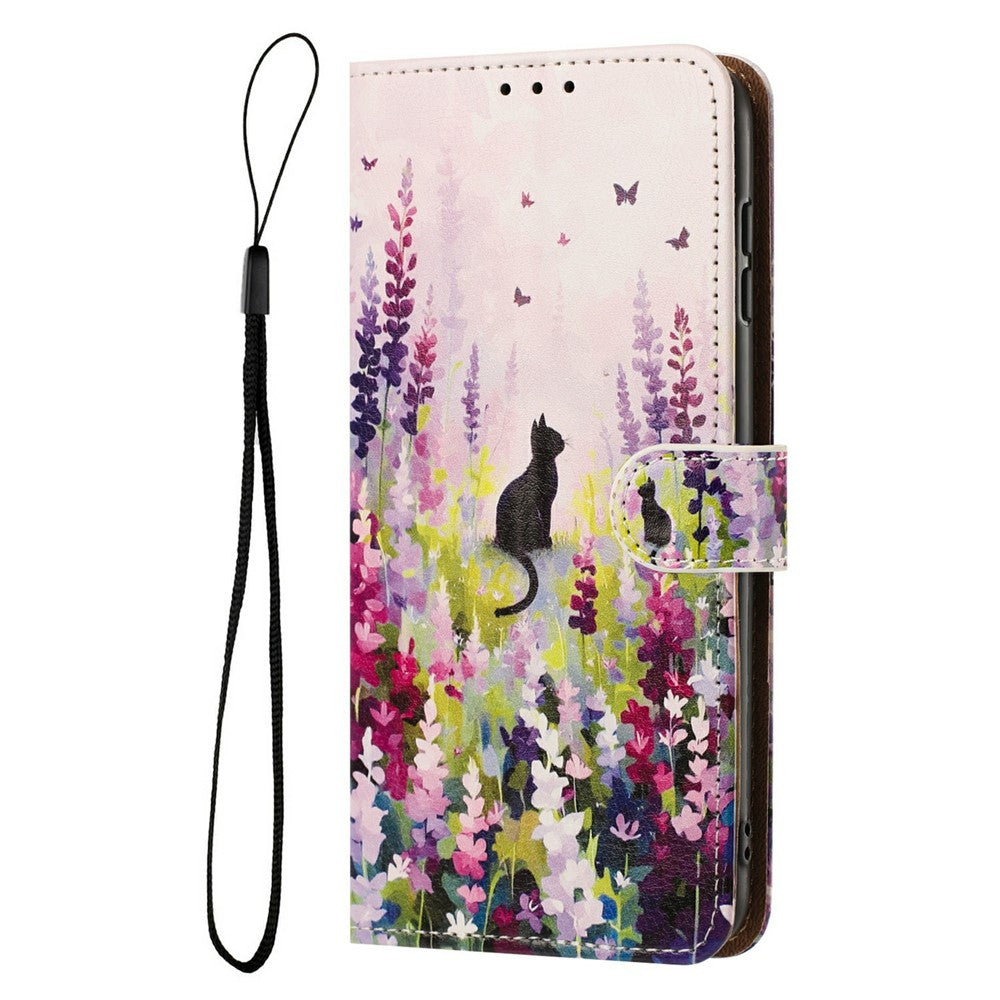 For Samsung Galaxy S26+ Case Pattern Printed Wallet Flip Stand PU Leather Phone Cover with Wrist Strap