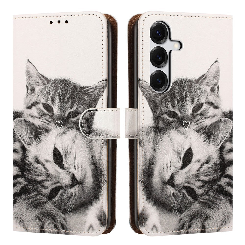 For Samsung Galaxy S26+ Case Pattern Printed Wallet Flip Stand PU Leather Phone Cover with Wrist Strap