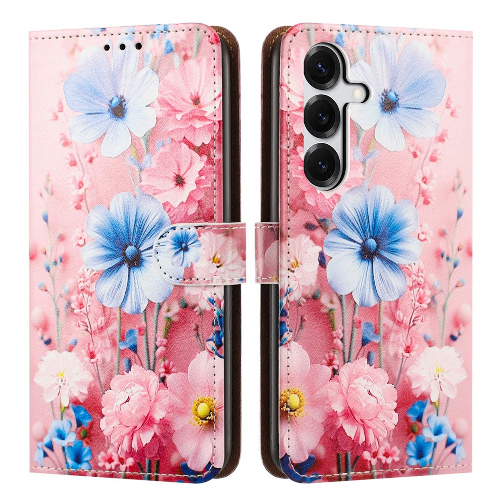 For Samsung Galaxy S26+ Case Pattern Printed Wallet Flip Stand PU Leather Phone Cover with Wrist Strap