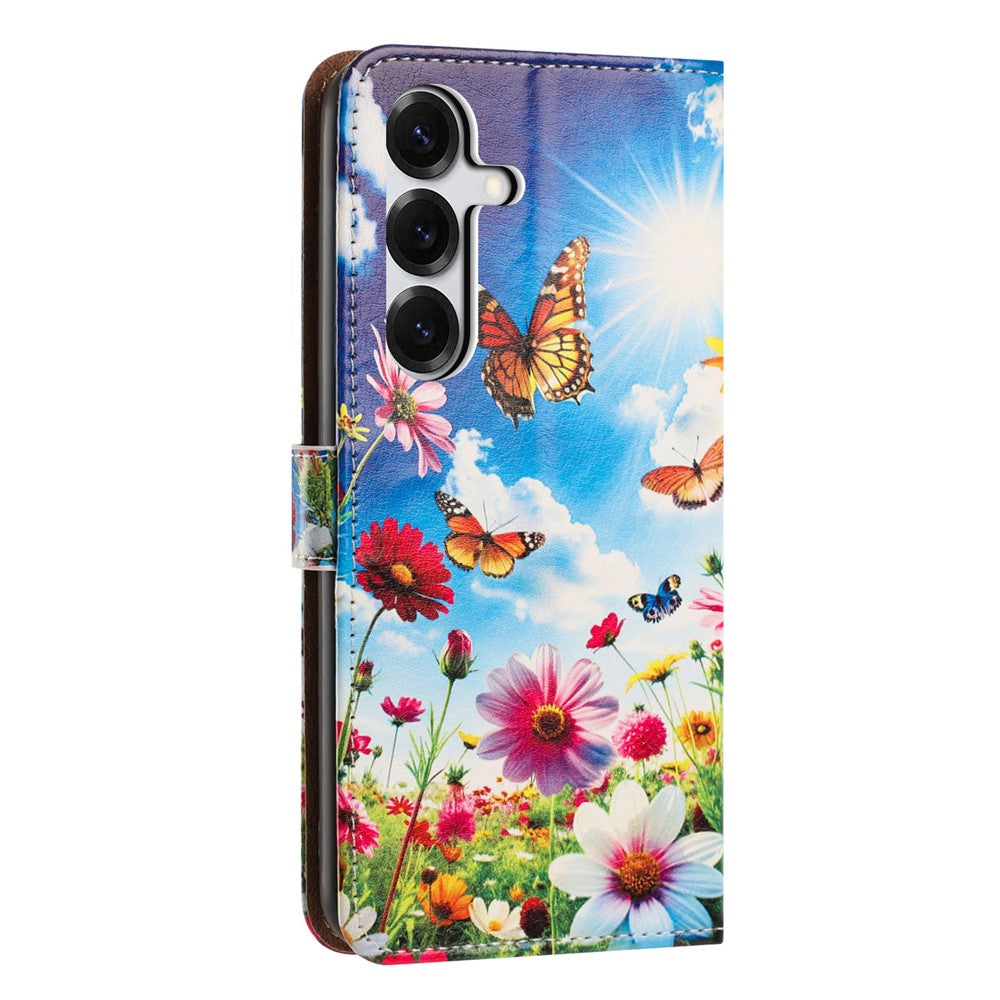For Samsung Galaxy A15 4G / A15 5G Etui Mønstertrykt Tegnebog Flip Stand PU-læder Telefoncover med Håndledsrem