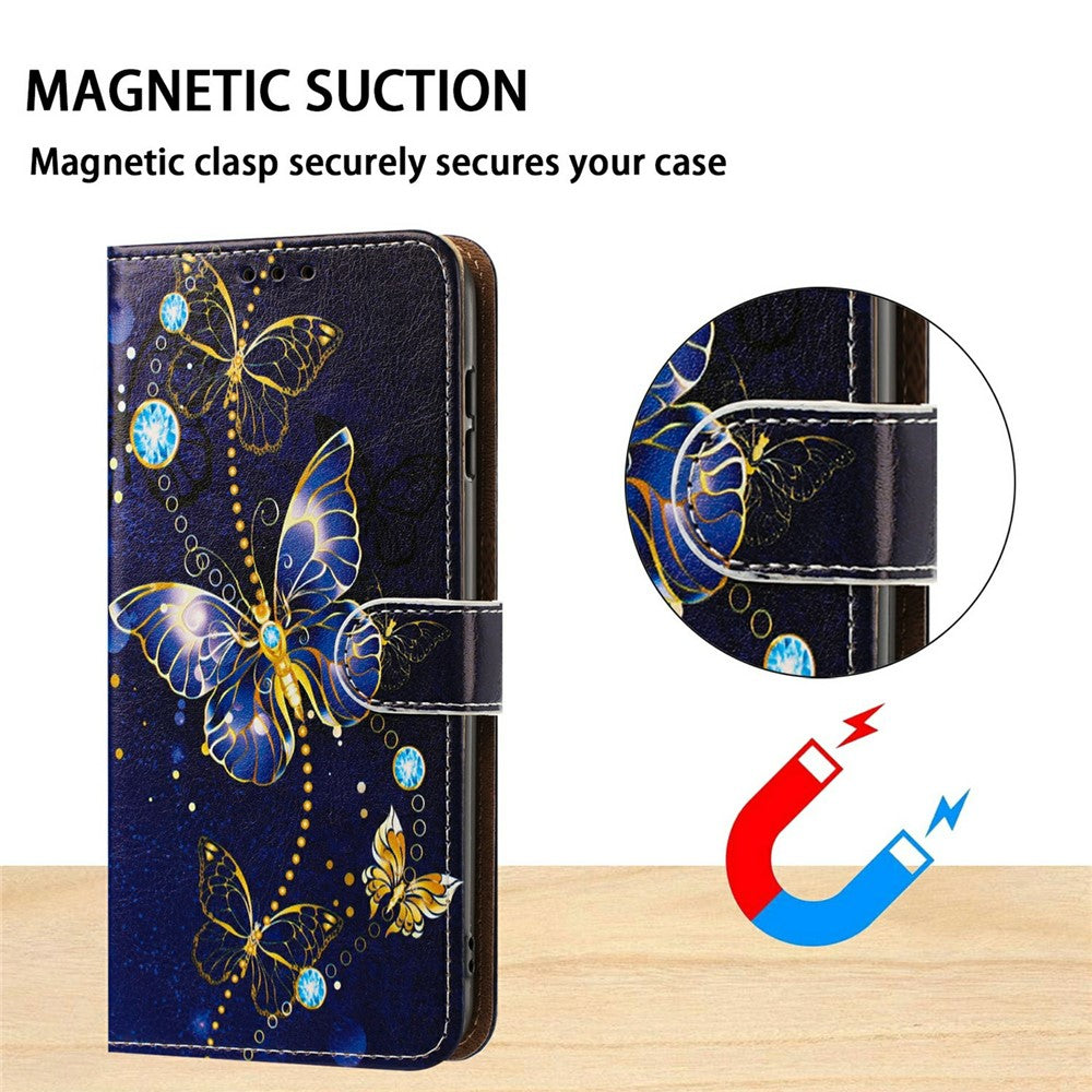 For Samsung Galaxy A35 5G Case Pattern Printed Wallet Flip Stand PU Leather Phone Cover with Wrist Strap