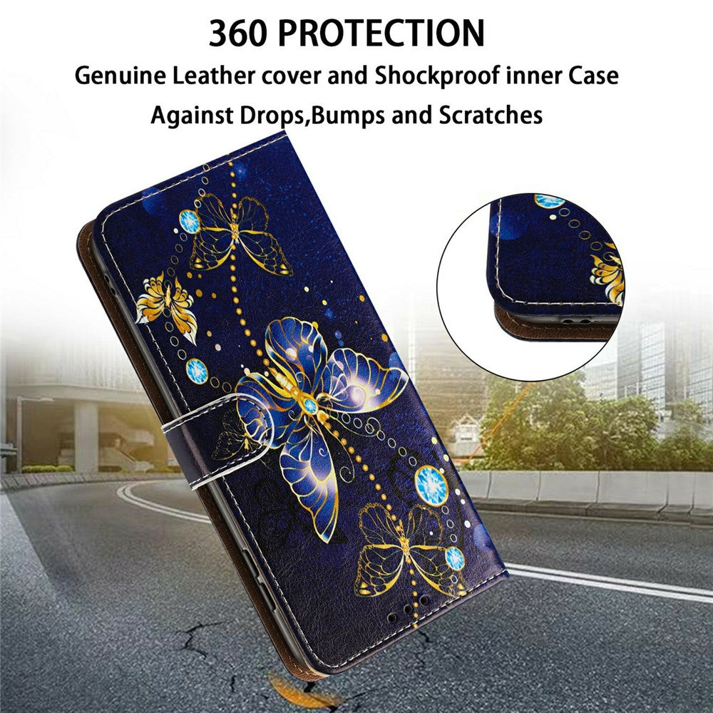 For Samsung Galaxy A35 5G Case Pattern Printed Wallet Flip Stand PU Leather Phone Cover with Wrist Strap