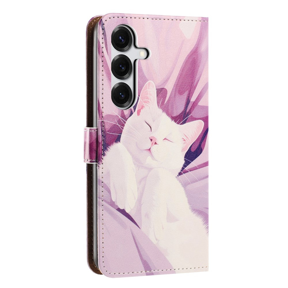 For Samsung Galaxy A55 5G Case Pattern Printed Wallet Flip Stand PU Leather Phone Cover with Wrist Strap