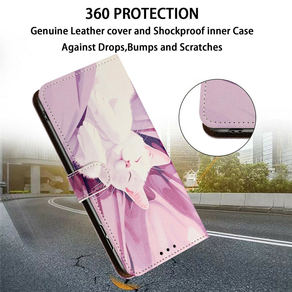For Samsung Galaxy A55 5G Case Pattern Printed Wallet Flip Stand PU Leather Phone Cover with Wrist Strap