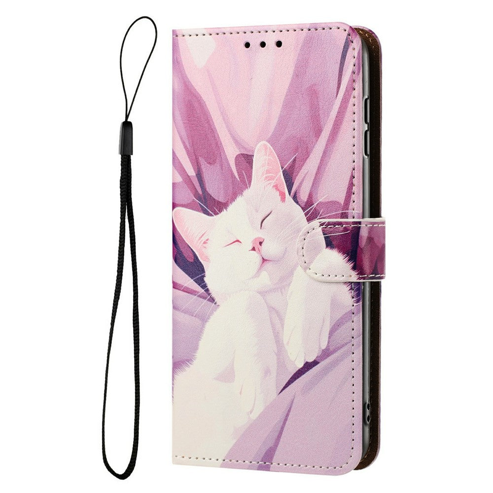 For Samsung Galaxy A55 5G Case Pattern Printed Wallet Flip Stand PU Leather Phone Cover with Wrist Strap