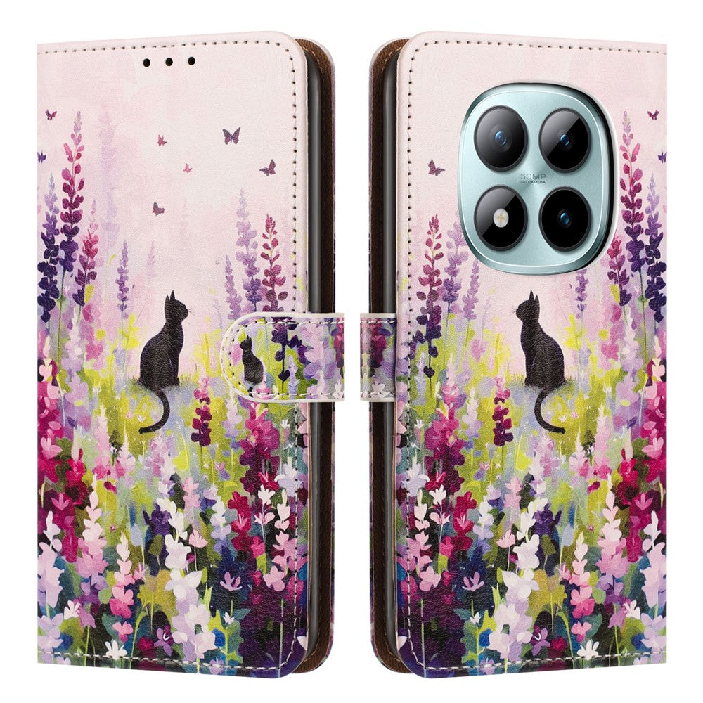 For Xiaomi Redmi Note 15 Pro 5G (Global) Case Pattern Printed Wallet Flip Stand PU Leather Phone Cover with Wrist Strap