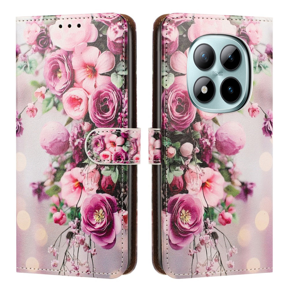 For Xiaomi Redmi Note 15 Pro 5G (Global) Case Pattern Printed Wallet Flip Stand PU Leather Phone Cover with Wrist Strap