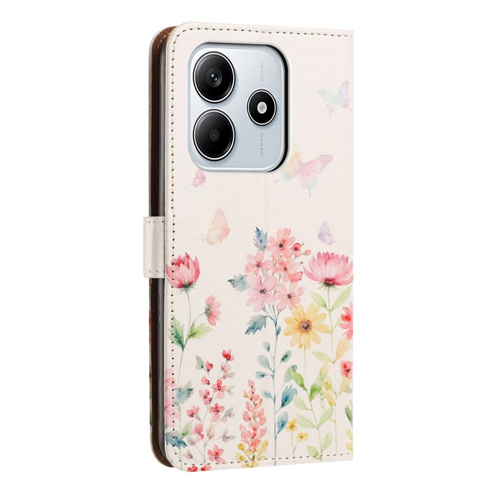 For Xiaomi Redmi Note 14 5G Case Pattern Printed Wallet Flip Stand PU Leather Phone Cover with Wrist Strap