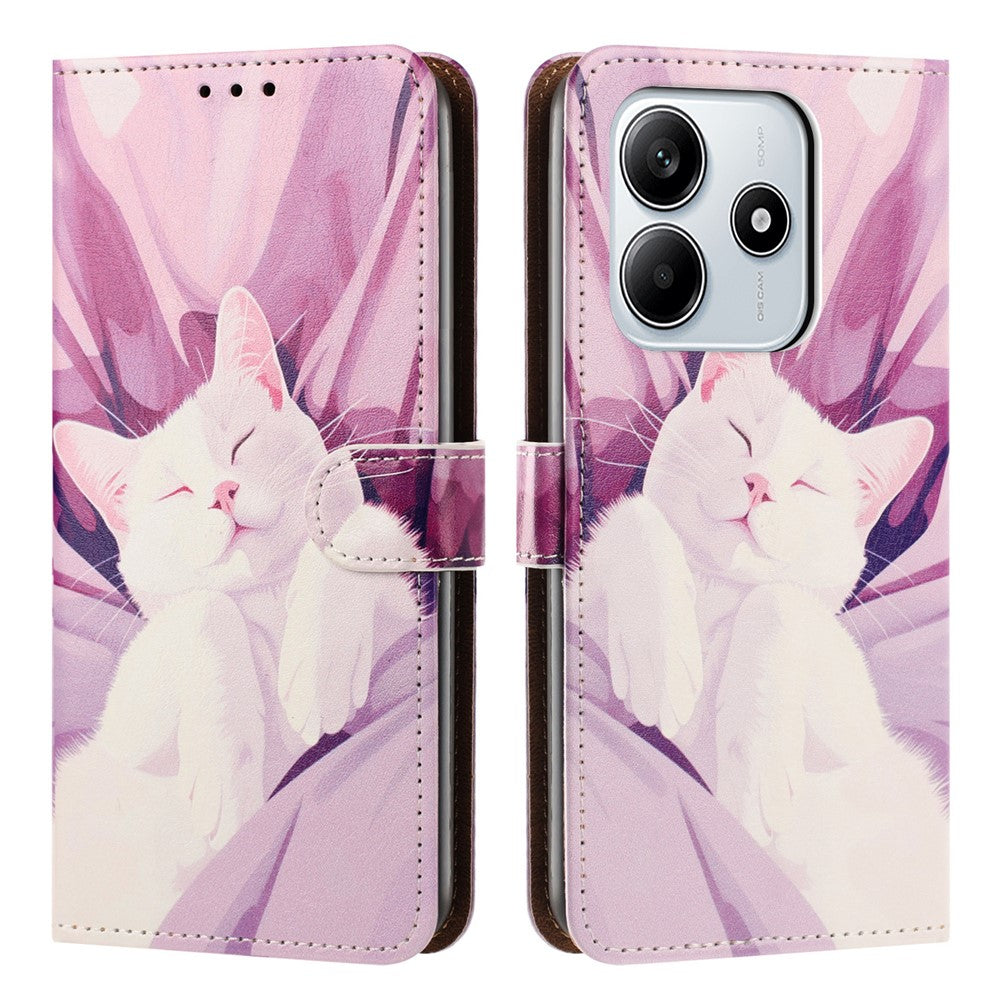 For Xiaomi Redmi Note 14 5G Case Pattern Printed Wallet Flip Stand PU Leather Phone Cover with Wrist Strap
