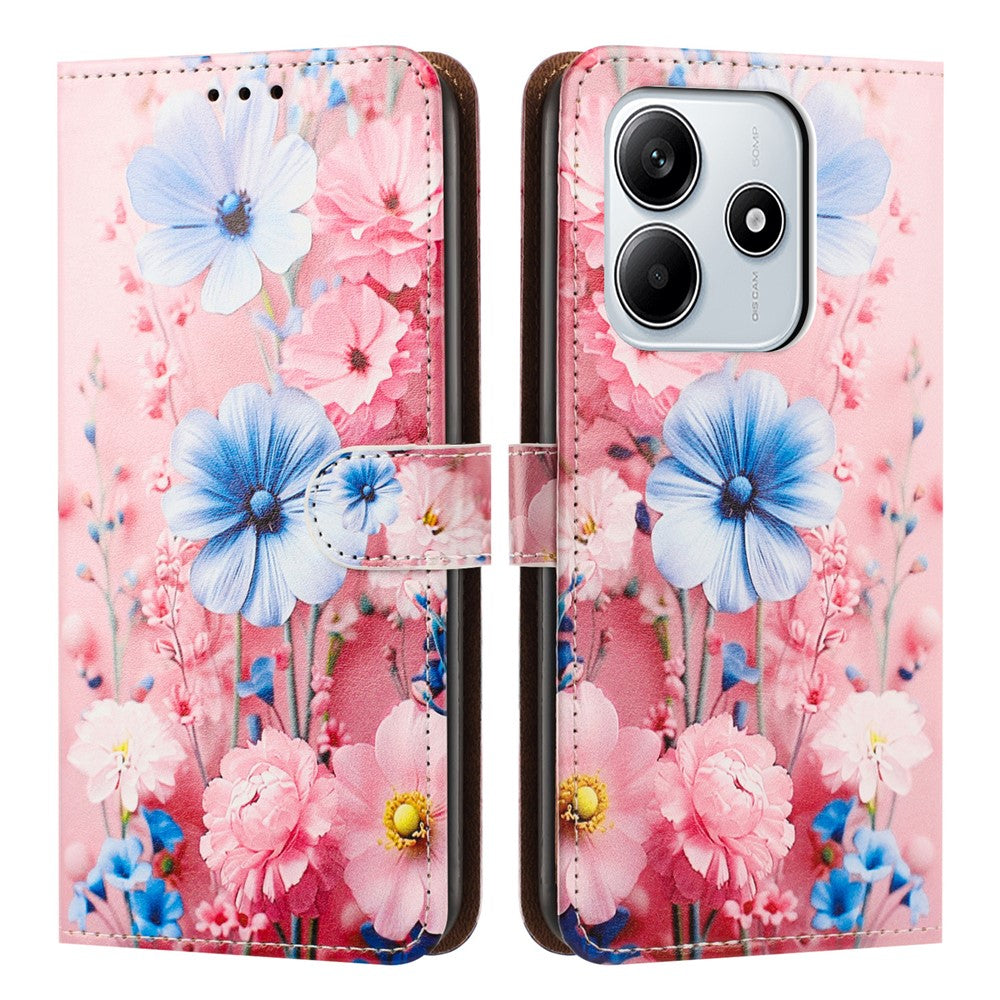 For Xiaomi Redmi Note 14 5G Case Pattern Printed Wallet Flip Stand PU Leather Phone Cover with Wrist Strap
