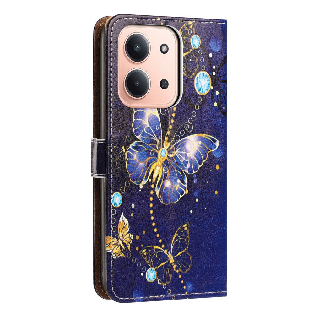 For Xiaomi Redmi 15C 4G (EU) (173mm) / 15C 5G (EU) (173mm)  Case Pattern Printed Wallet Flip Stand PU Leather Phone Cover with Wrist Strap