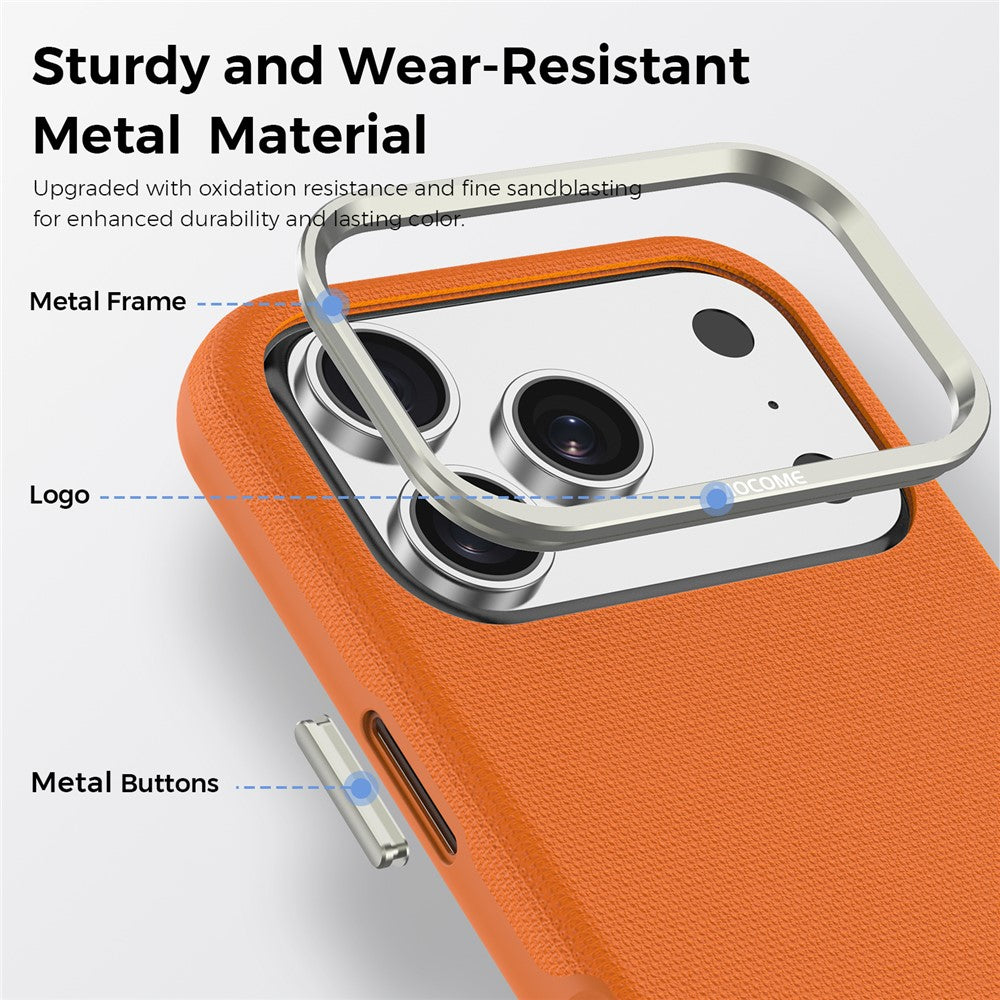 Til iPhone 18 Pro Cover Kompatibelt med MagSafe Fint Gittermønster Læderbelagt TPU PC Telefoncover med Metal Linseramme