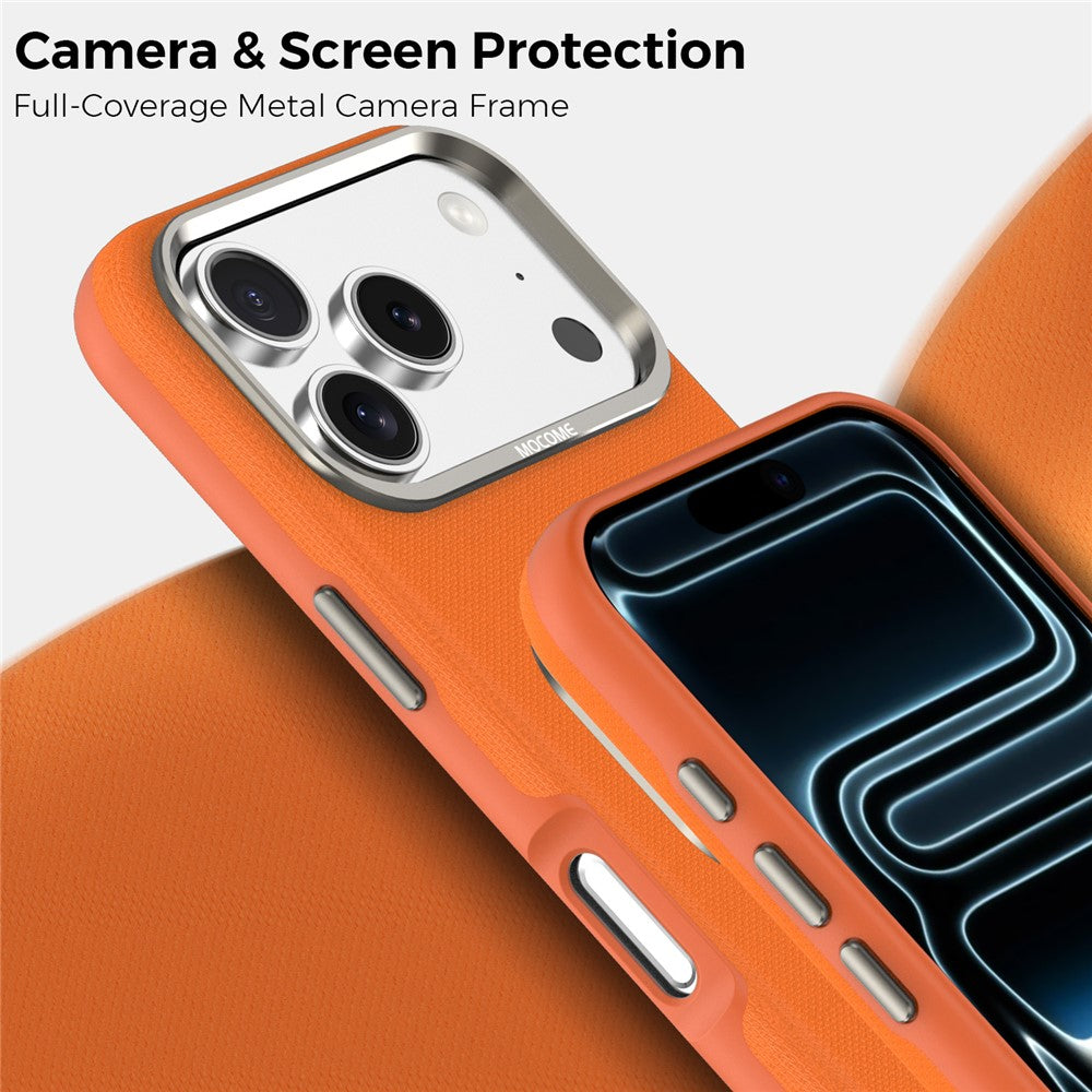 Til iPhone 18 Pro Cover Kompatibelt med MagSafe Fint Gittermønster Læderbelagt TPU PC Telefoncover med Metal Linseramme