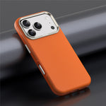 Til iPhone 18 Pro Cover Kompatibelt med MagSafe Fint Gittermønster Læderbelagt TPU PC Telefoncover med Metal Linseramme