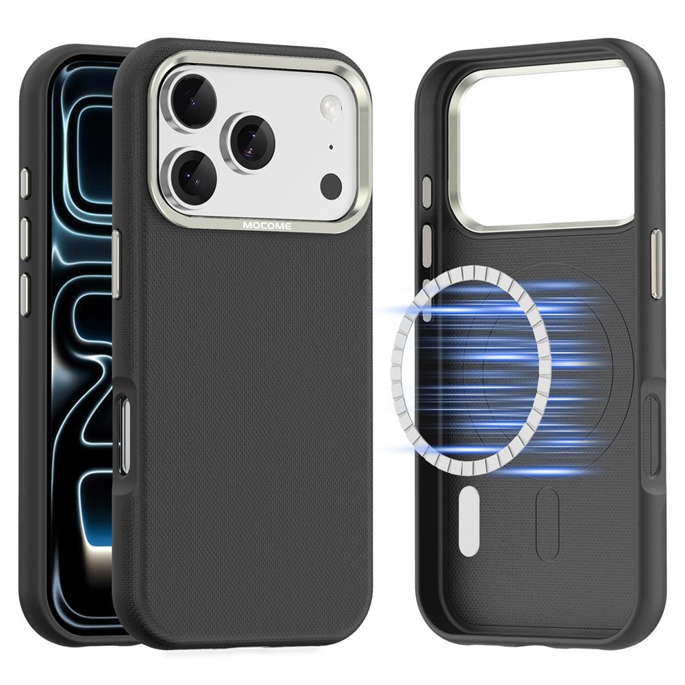 Til iPhone 18 Pro Cover Kompatibelt med MagSafe Fint Gittermønster Læderbelagt TPU PC Telefoncover med Metal Linseramme
