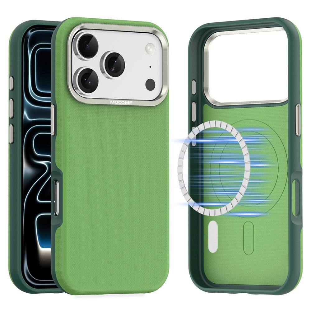 Til iPhone 18 Pro Cover Kompatibelt med MagSafe Fint Gittermønster Læderbelagt TPU PC Telefoncover med Metal Linseramme